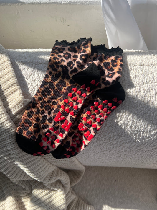 Leopard Grip Socks